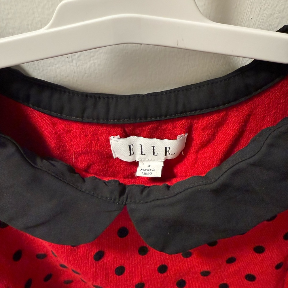 Elle Red sweater with Black Dots